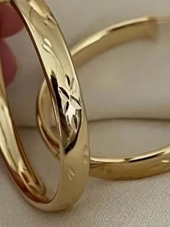 Gold Plate Jewelry - Gold Tone Floral-Engraved Hoop Earrings
